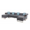 Maddie Gray Velvet 5-Seater Double Chaise Sectional Sofa
