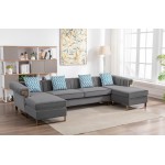 Maddie Gray Velvet 5-Seater Double Chaise Sectional Sofa