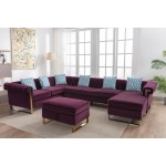 Maddie Purple Velvet 7-Seater Sectional Sofa Reversible Chaise Storage Ottoman