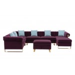 Maddie Purple Velvet 7-Seater Sectional Sofa Reversible Chaise Storage Ottoman