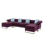 Maddie Purple Velvet 5-Seater Double Chaise Sectional Sofa