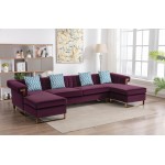 Maddie Purple Velvet 5-Seater Double Chaise Sectional Sofa