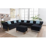 Maddie Black Velvet 8-Seater Sectional Sofa Reversible Chaise Storage Ottoman