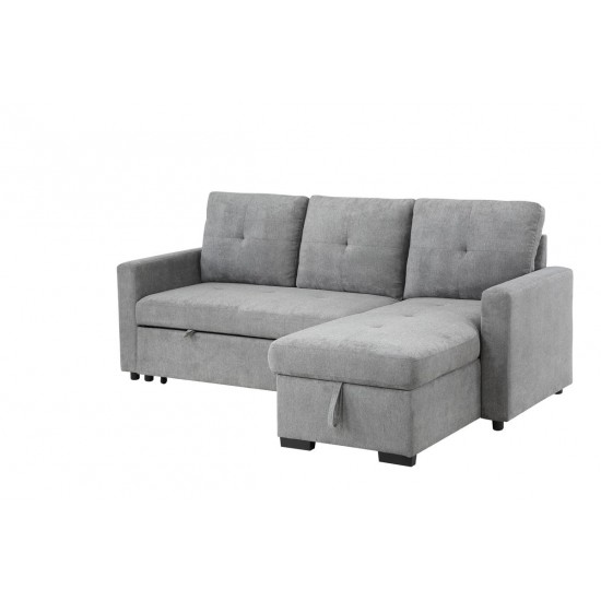 Serenity Gray Fabric Reversible Sleeper Sectional Sofa with Storage Chaise