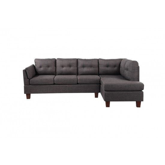 Dalia Dark Gray Linen Modern Sectional Sofa with Right Facing Chaise