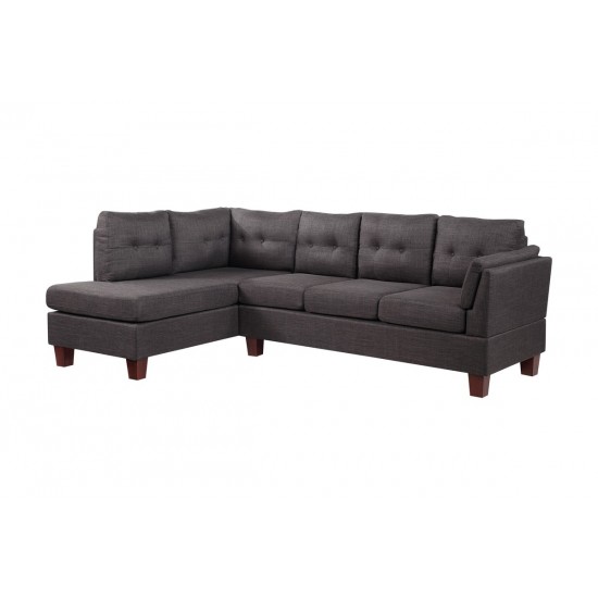 Dalia Dark Gray Linen Modern Sectional Sofa with Left Facing Chaise