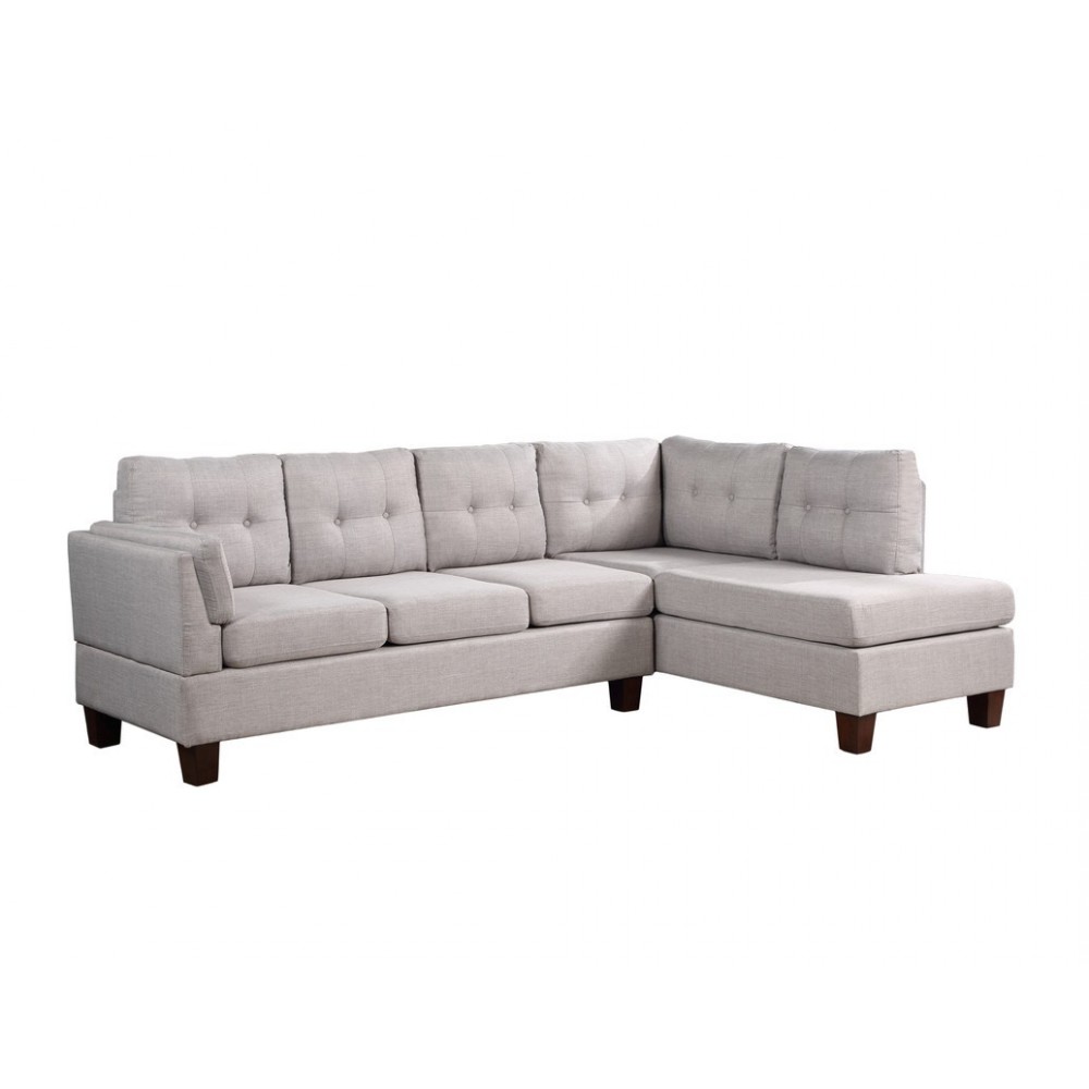 Dalia Light Gray Linen Modern Sectional Sofa with Right Facing Chaise