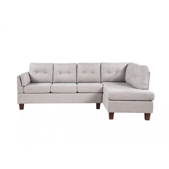 Dalia Light Gray Linen Modern Sectional Sofa with Right Facing Chaise