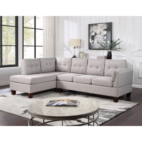 Dalia Light Gray Linen Modern Sectional Sofa with Left Facing Chaise