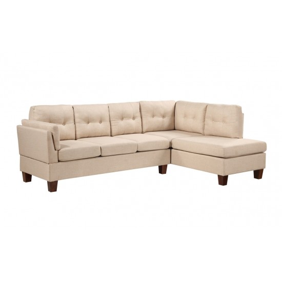 Dalia Khaki Linen Modern Sectional Sofa with Right Facing Chaise