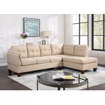 Dalia Khaki Linen Modern Sectional Sofa with Right Facing Chaise