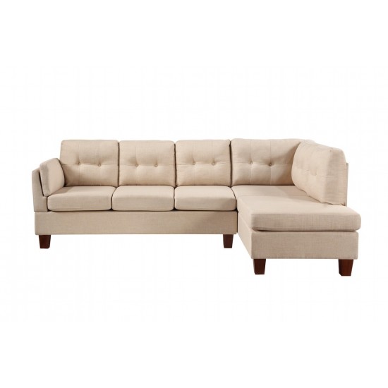 Dalia Khaki Linen Modern Sectional Sofa with Right Facing Chaise