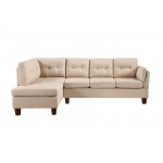 Dalia Khaki Linen Modern Sectional Sofa with Left Facing Chaise