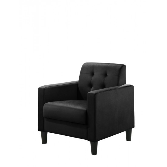 Hale Black Velvet Accent Armchair with Tufting