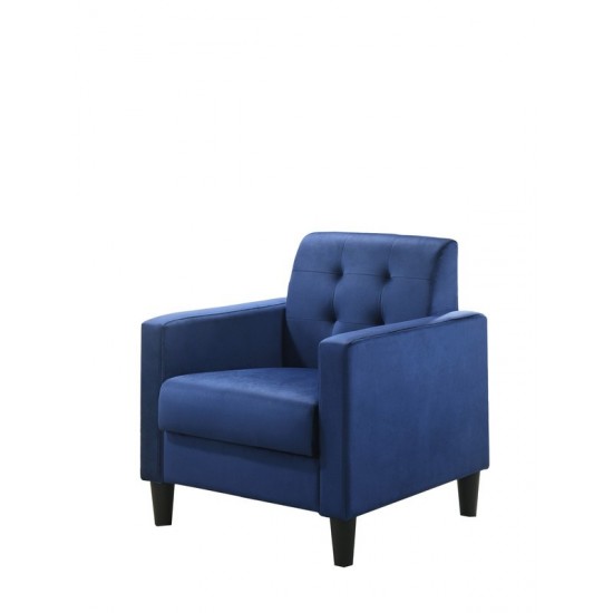 Hale Blue Velvet Accent Armchair with Tufting