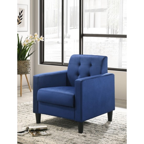 Hale Blue Velvet Accent Armchair with Tufting