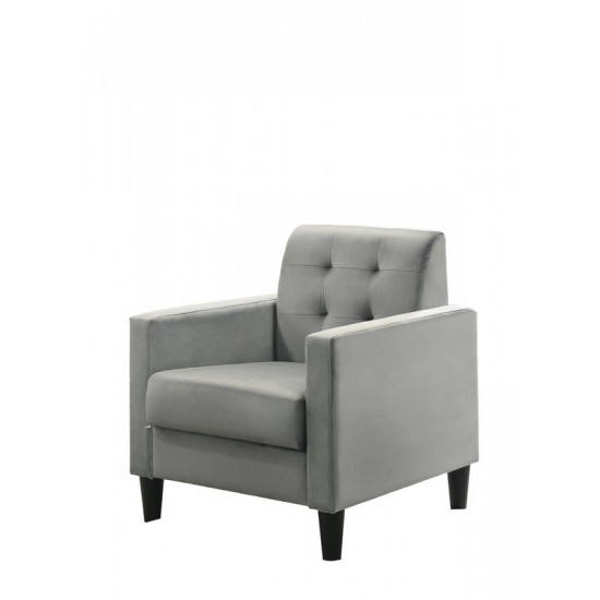 Hale Light Gray Velvet Accent Armchair with Tufting