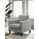 Hale Light Gray Velvet Accent Armchair with Tufting