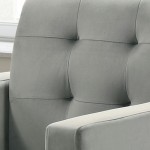 Hale Light Gray Velvet Accent Armchair with Tufting