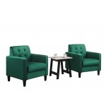 Hale Green Velvet Armchairs and End Table Living Room Set