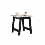 Kenzo Black End Table with Marble Top Finish