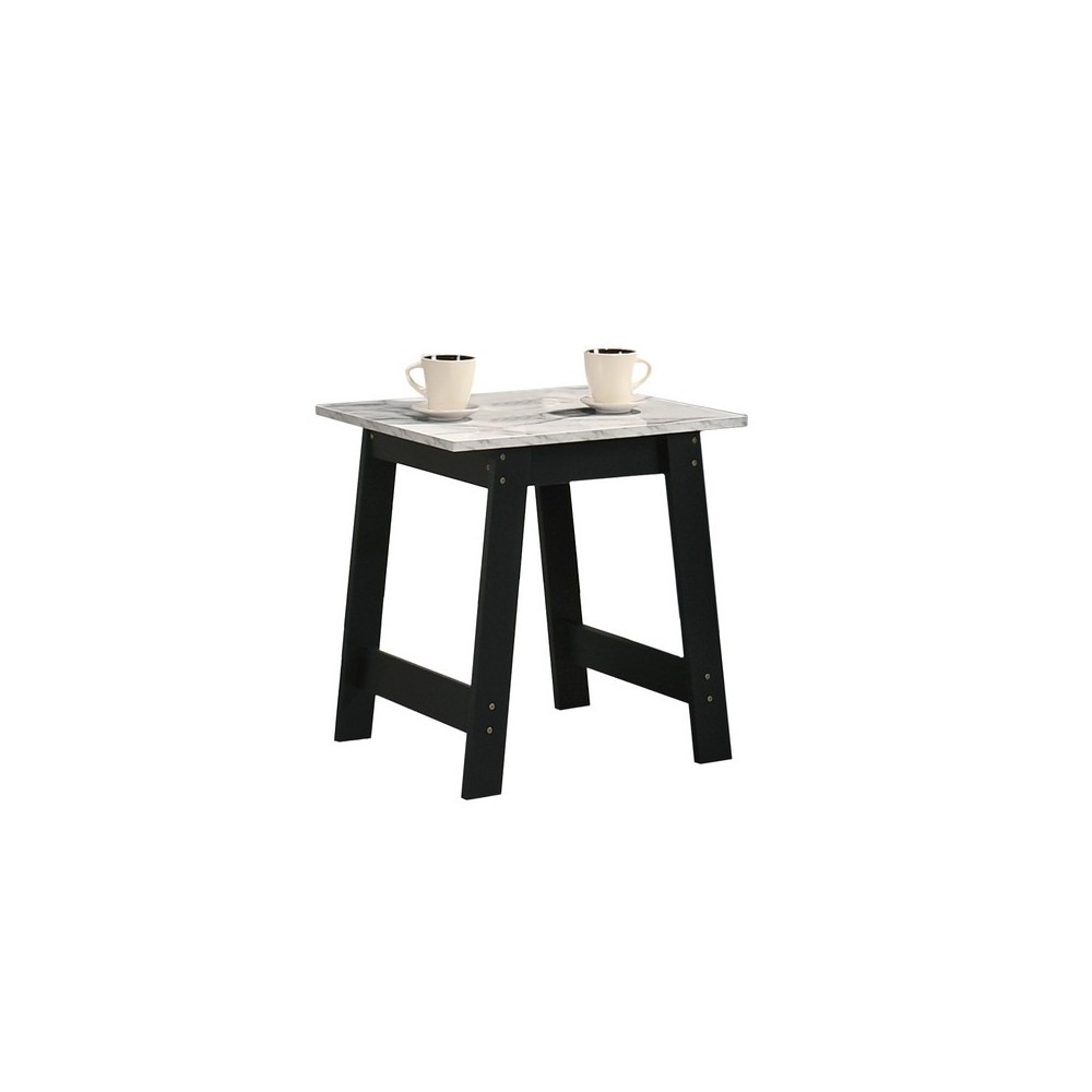 Kenzo Black End Table with Marble Top Finish