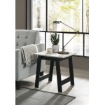 Kenzo Black End Table with Marble Top Finish