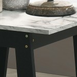 Kenzo Black End Table with Marble Top Finish