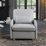 Huckleberry Light Gray Linen Accent Chair Storage Ottoman Folding Side Table