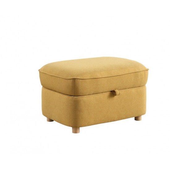 Huckleberry Yellow Linen Accent Chair Storage Ottoman and Folding Side Table