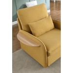 Huckleberry Yellow Linen Accent Chair Storage Ottoman and Folding Side Table