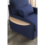 Huckleberry Blue Linen Accent Chair with Storage Ottoman and Folding Side Table