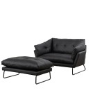 Karla Black PU Leather Contemporary Loveseat and Ottoman