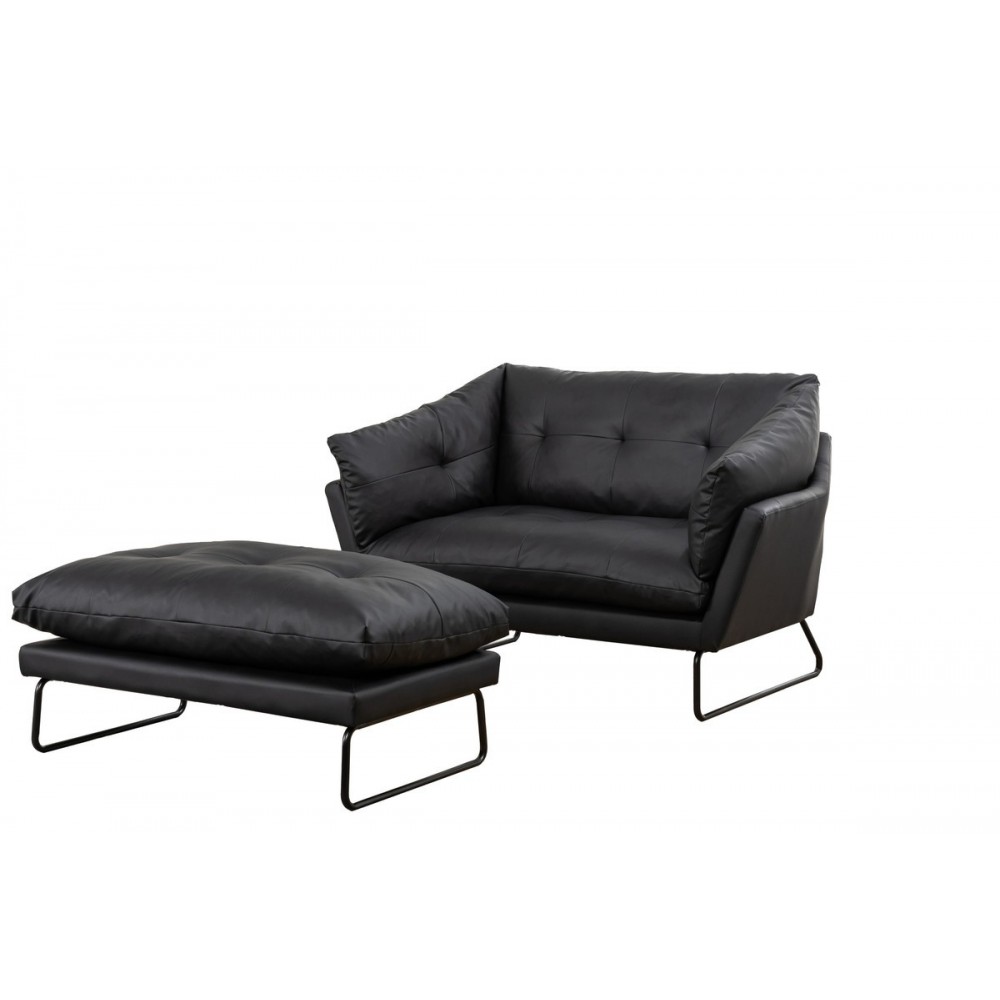 Karla Black PU Leather Contemporary Loveseat and Ottoman