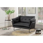 Karla Black PU Leather Contemporary Loveseat and Ottoman