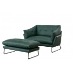 Karla Green PU Leather Contemporary Loveseat and Ottoman