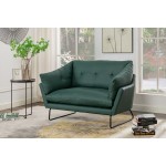 Karla Green PU Leather Contemporary Loveseat and Ottoman