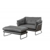 Karla Gray PU Leather Contemporary Loveseat and Ottoman