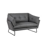 Karla Gray PU Leather Contemporary Loveseat and Ottoman