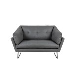 Karla Gray PU Leather Contemporary Loveseat and Ottoman