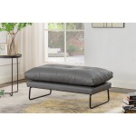 Karla Gray PU Leather Contemporary Loveseat and Ottoman