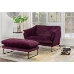 Karla Purple Velvet Contemporary Loveseat and Ottoman