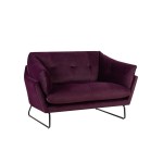 Karla Purple Velvet Contemporary Loveseat and Ottoman