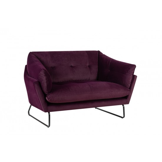 Karla Purple Velvet Contemporary Loveseat and Ottoman