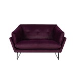 Karla Purple Velvet Contemporary Loveseat and Ottoman