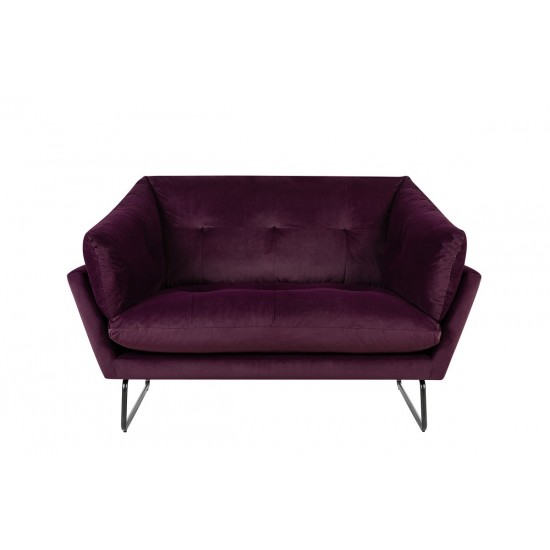 Karla Purple Velvet Contemporary Loveseat and Ottoman