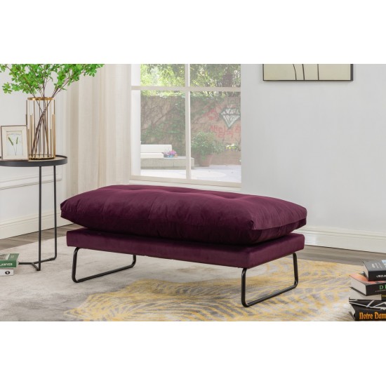 Karla Purple Velvet Contemporary Ottoman