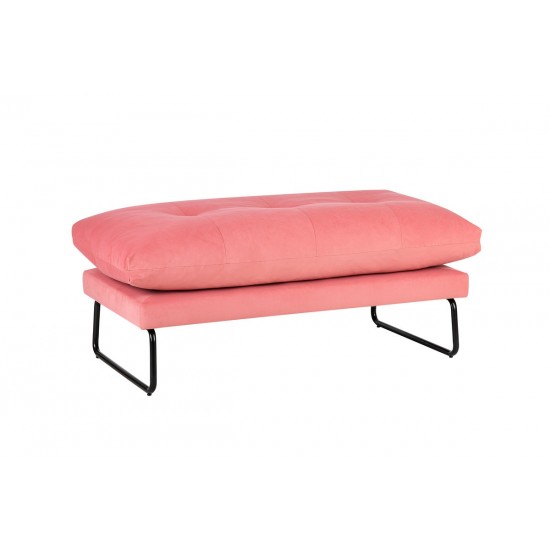 Karla Pink Velvet Contemporary Ottoman