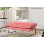 Karla Pink Velvet Contemporary Ottoman