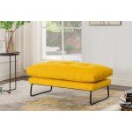 Karla Yellow Velvet Contemporary Loveseat and Ottoman